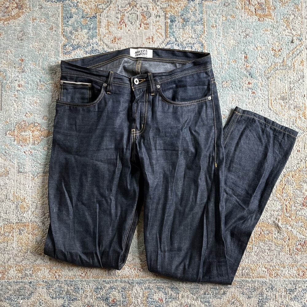 Naked & Famous Denim Weird Guy Jeans Navy Blue Size 32